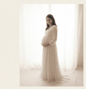 Expecting mother in a flowing gown, portrait session by 8 Lenses